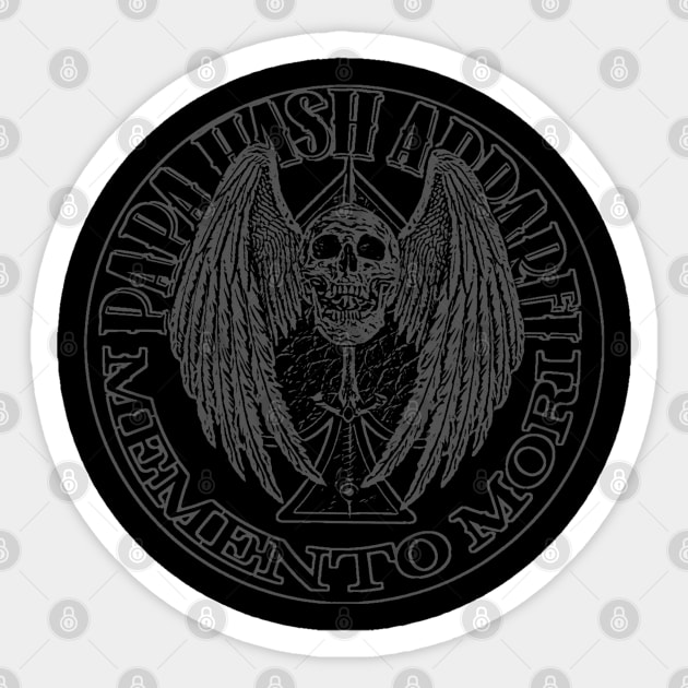 Papa Hash Apparel: Memento Mori Grey Outline Sticker by Papa Hash's House of Art